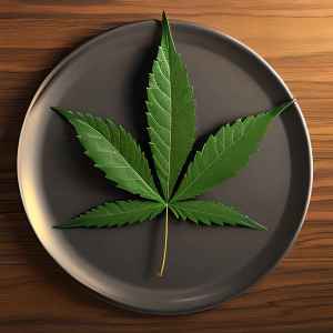 cannabis leaf on a plate