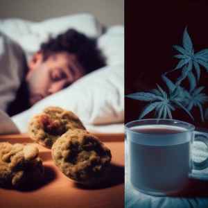 a man sleeping after using cannabis oil edibles and cannabis oil coffee.