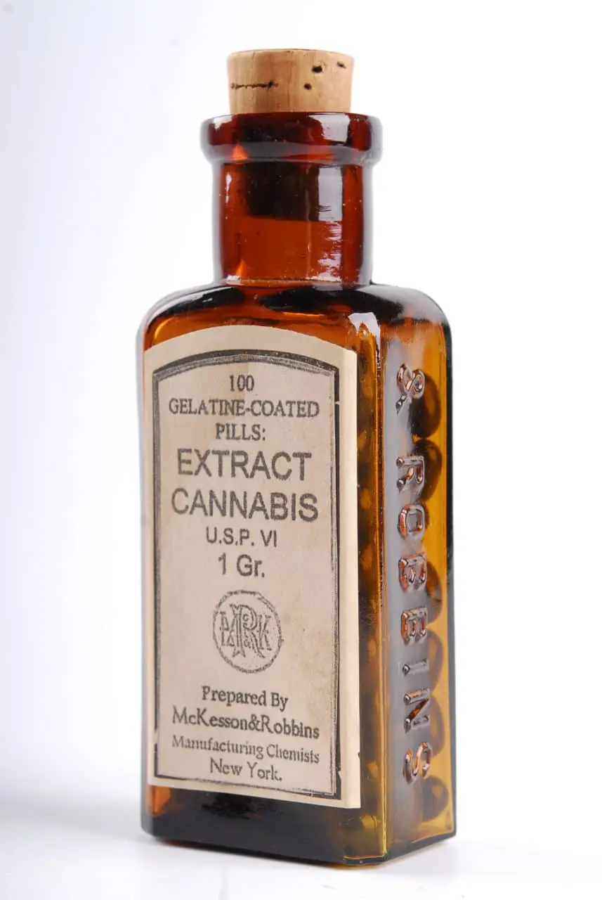 old cannabis oil medicine bottle